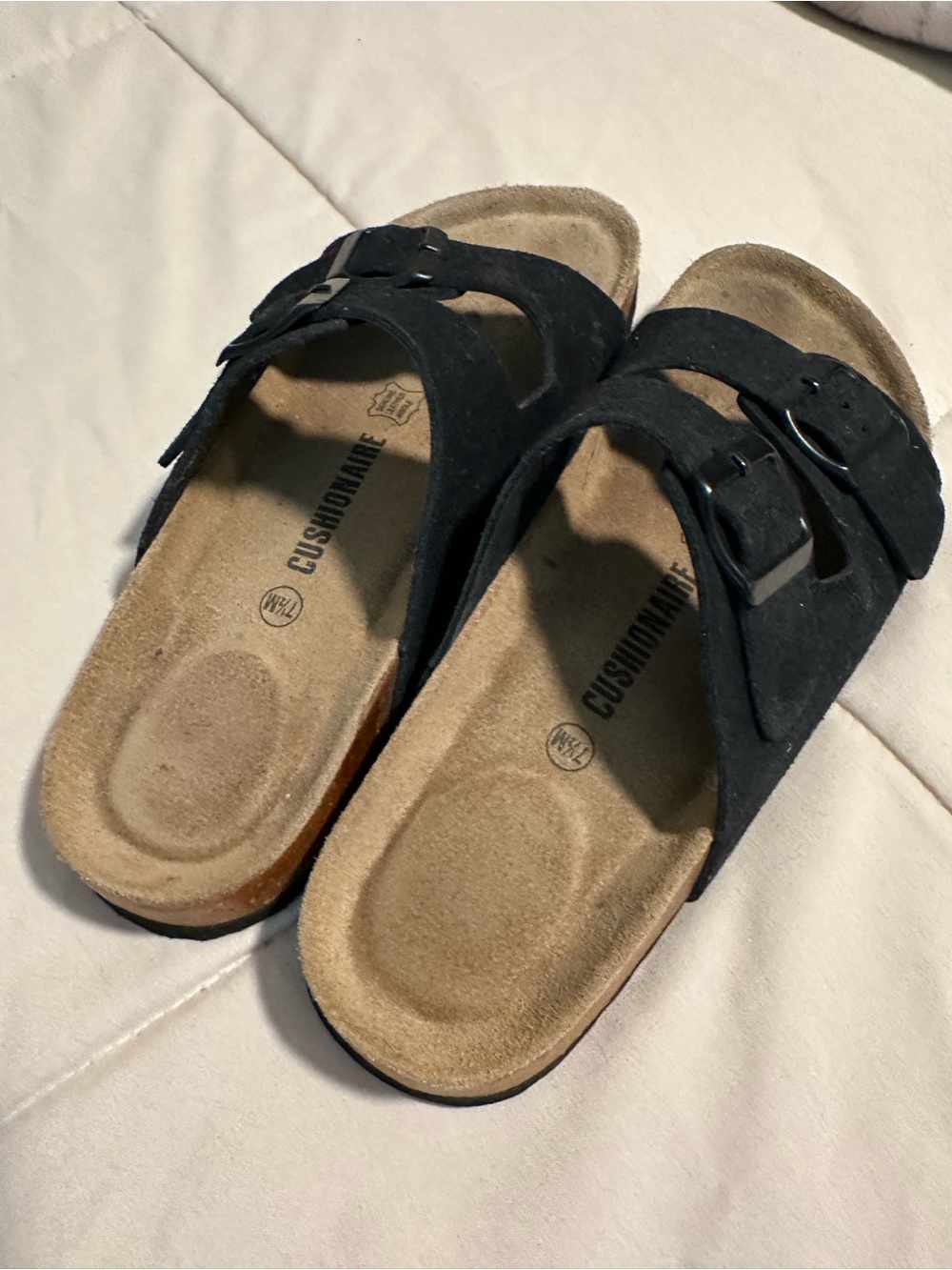 Black Double-Buckle Slide Sandals - Picture 3 of 6